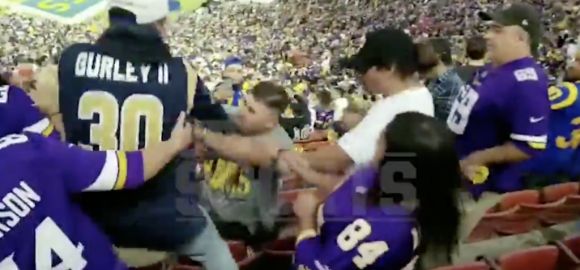 A Football Game Breaks Out During Fan Brawl at LA Coliseum