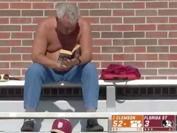 One Resourceful FSU Fan Brings a Book to the Clemson Blowout