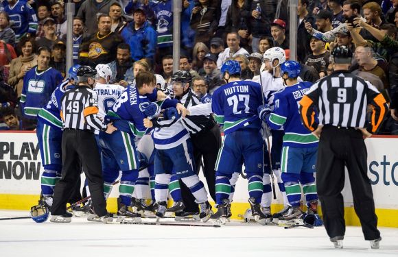 Lightning and Canucks Dedicate the Second Period to Old-Time Hockey