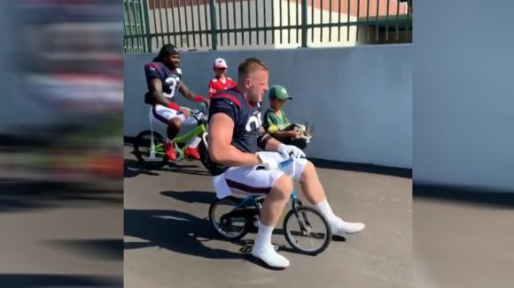 JJ Watt Returns to Wisconsin and Destroys a Child's Bicycle