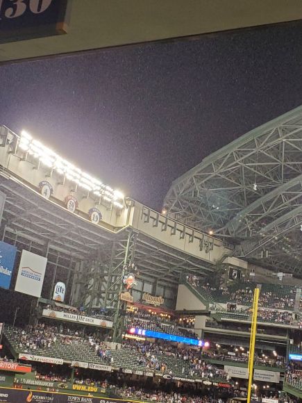 The Miller Park Retractable Roof Stayed Open during a Rainstorm for Whatever Reason