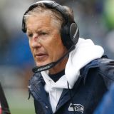 Pete Carroll Brutalized by Stray Football during Pre-Game Warmups