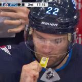 This Winnipeg Jet Was Sucking Mustard  on the Bench during a Game
