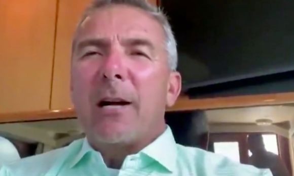 Some Topless Dude Just Crashed a Big Ten Network Interview with Urban Meyer