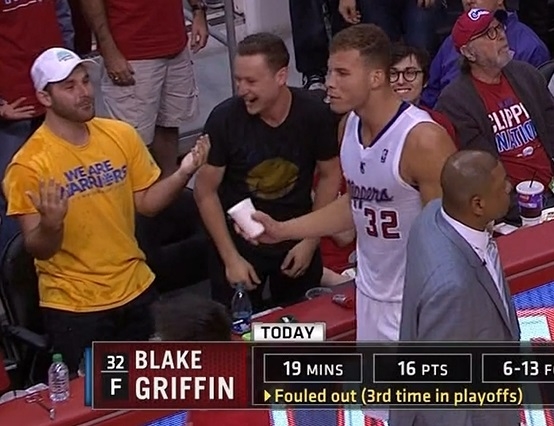 Blake Griffin Douses Warriors Fan With Water During Playoff Loss