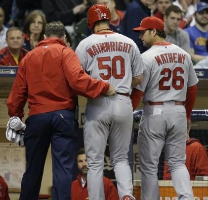 Wainwright's Foot Breaks Down, but His Bat's OK